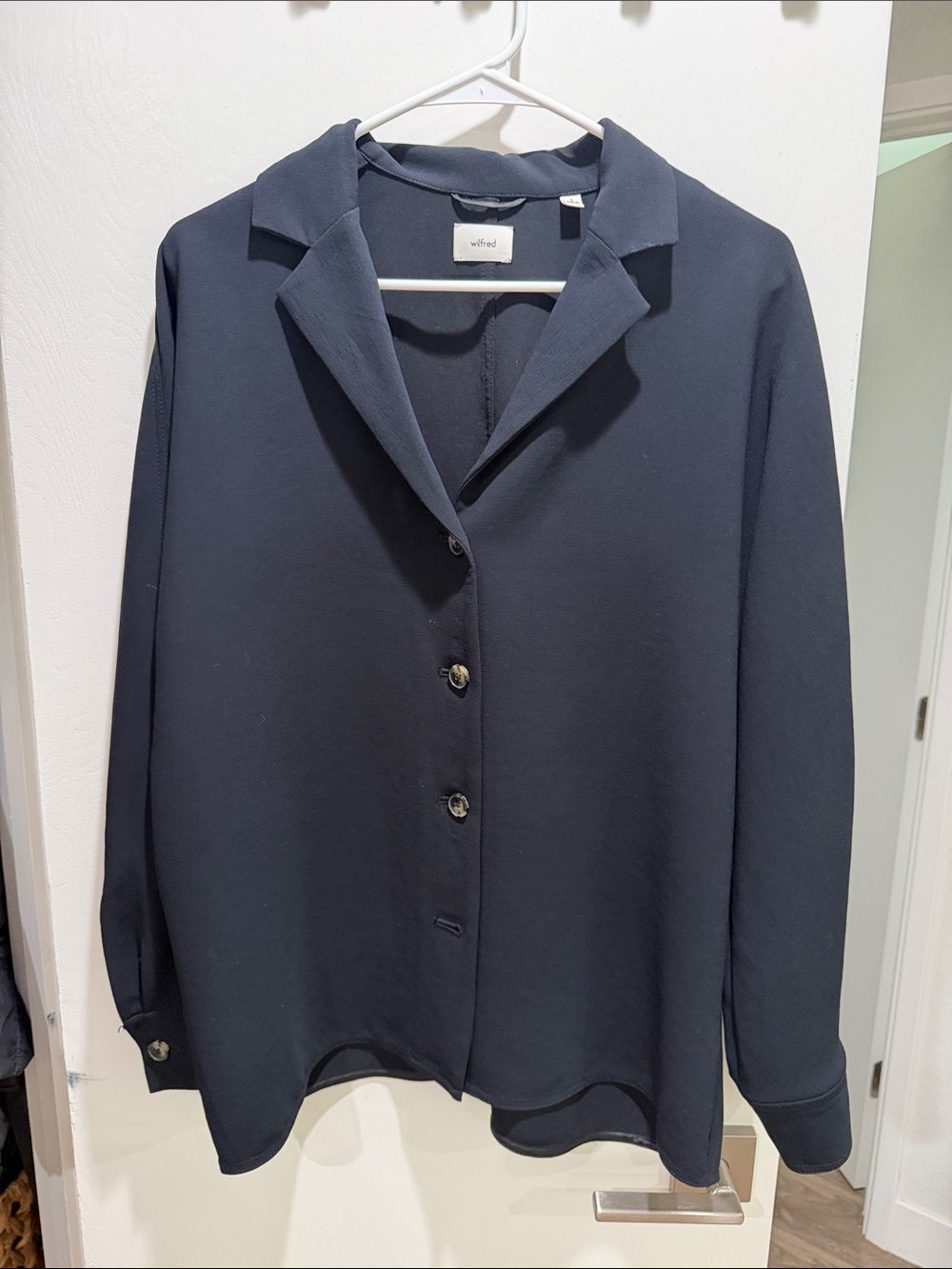 Wilfred Dark Navy Button-Down Shirt